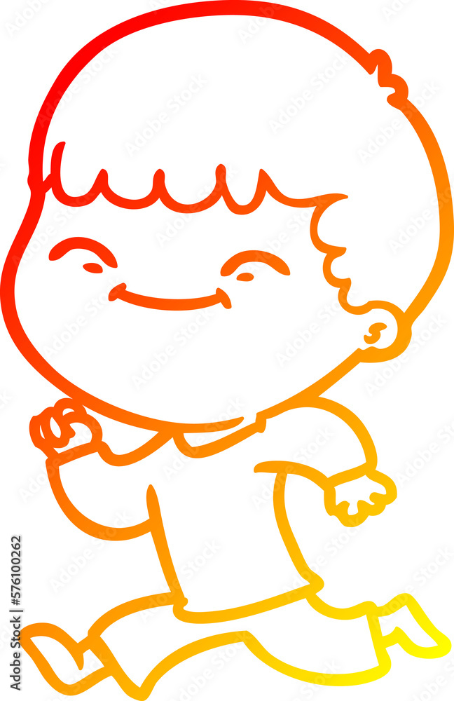 warm gradient line drawing cartoon happy boy warm gradient line drawing cartoon happy boy