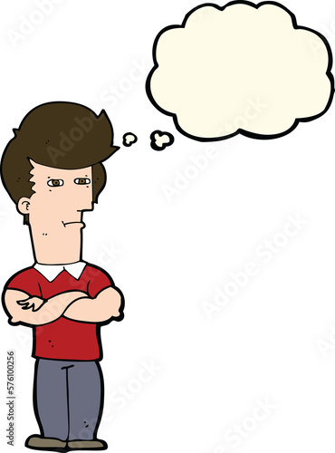 Wallpaper Mural cartoon man with folded arms with thought bubble Torontodigital.ca