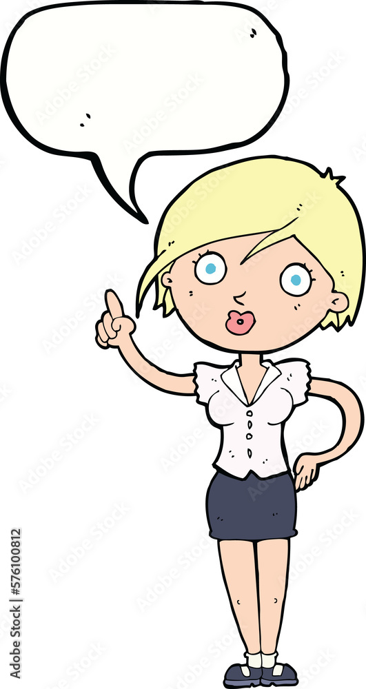 cartoon pretty woman with idea with speech bubble cartoon pretty woman with idea with speech bubble