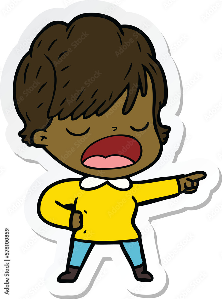 sticker of a cartoon woman talking sticker of a cartoon woman talking