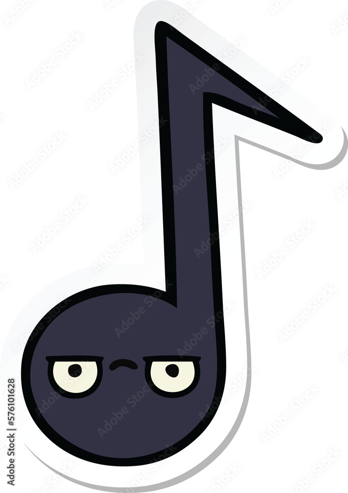 sticker of a cute cartoon musical note sticker of a cute cartoon musical note