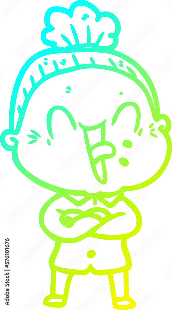 cold gradient line drawing cartoon happy old woman cold gradient line drawing cartoon happy old woman