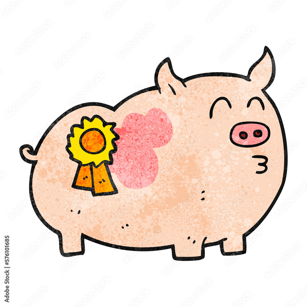 textured cartoon prize winning pig textured cartoon prize winning pig