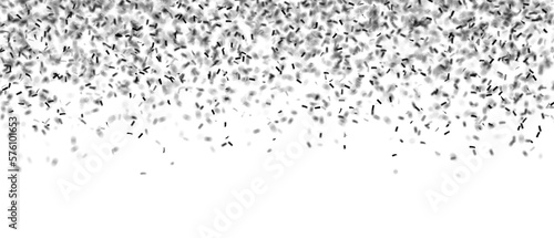 Black white confetti background against a transparent background.