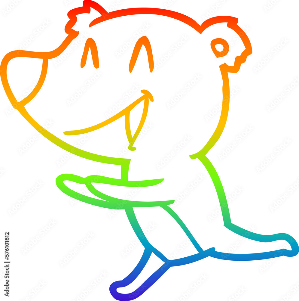 rainbow gradient line drawing running bear cartoon rainbow gradient line drawing running bear cartoon