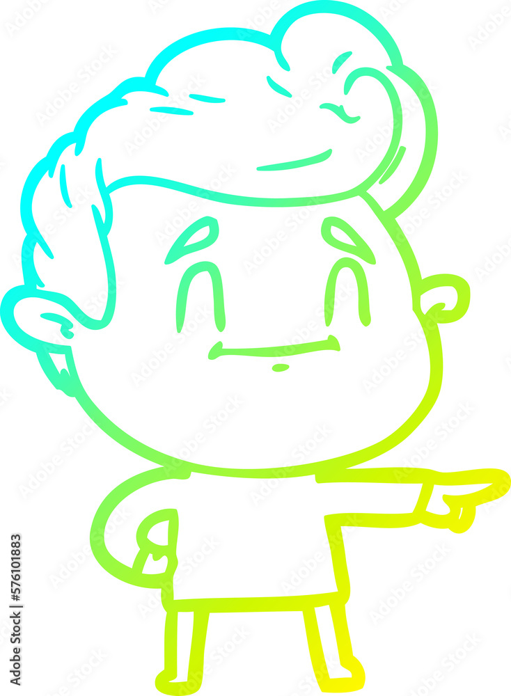 cold gradient line drawing happy cartoon man pointing cold gradient line drawing happy cartoon man pointing