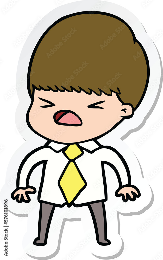 sticker of a cartoon stressed man sticker of a cartoon stressed man