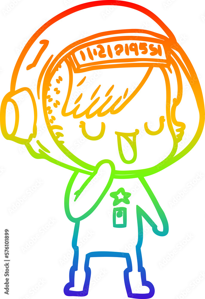 rainbow gradient line drawing cartoon astronaut woman rainbow gradient line drawing cartoon astronaut woman