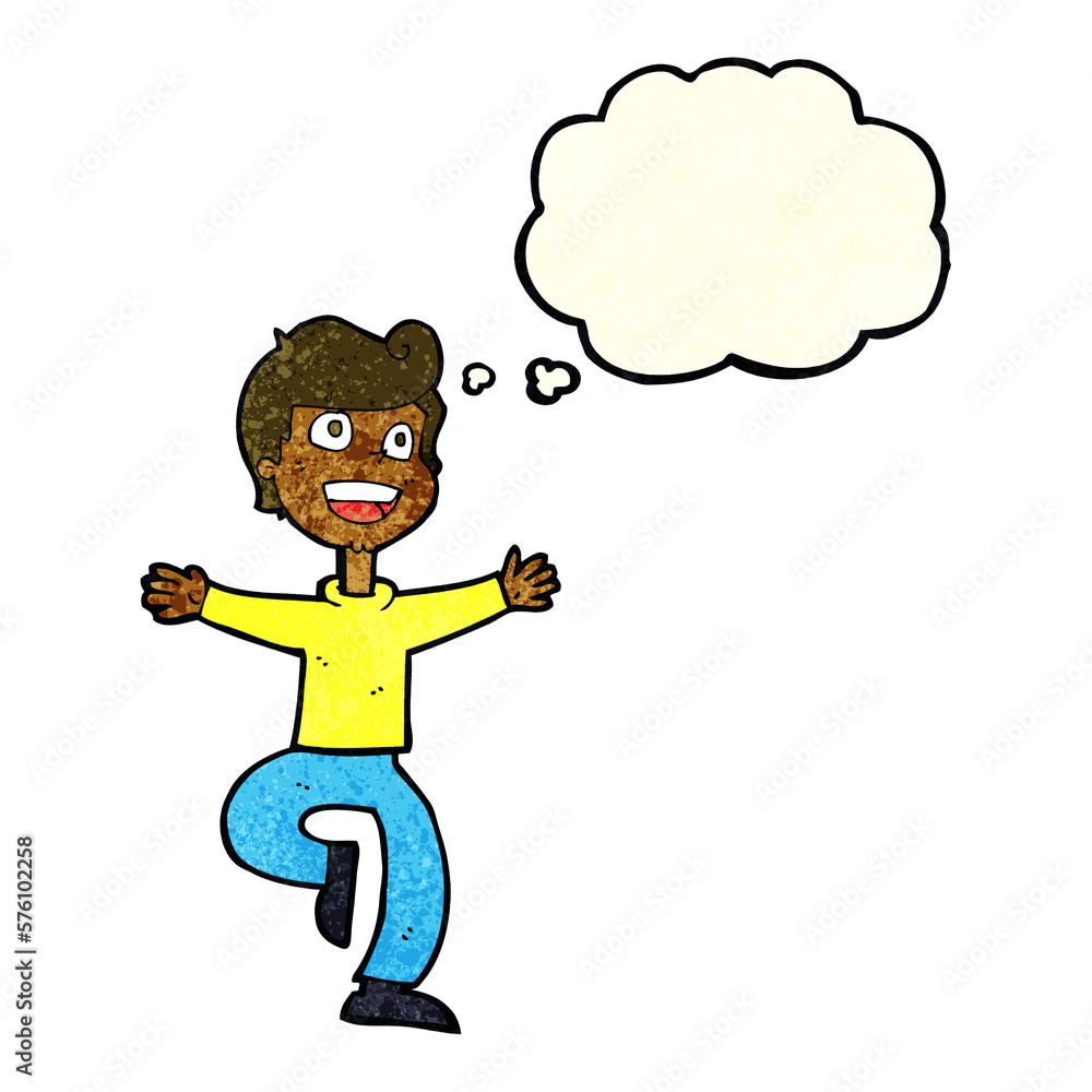 cartoon excited boy with thought bubble cartoon excited boy with thought bubble