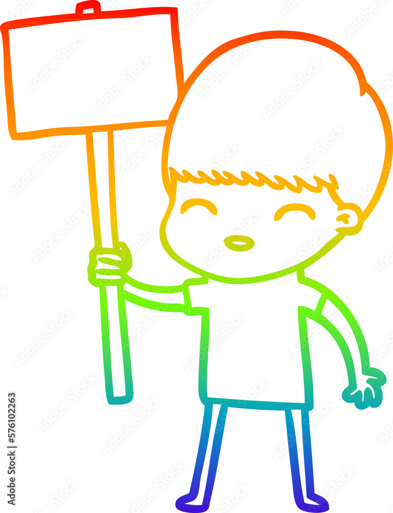 rainbow gradient line drawing happy cartoon boy rainbow gradient line drawing happy cartoon boy
