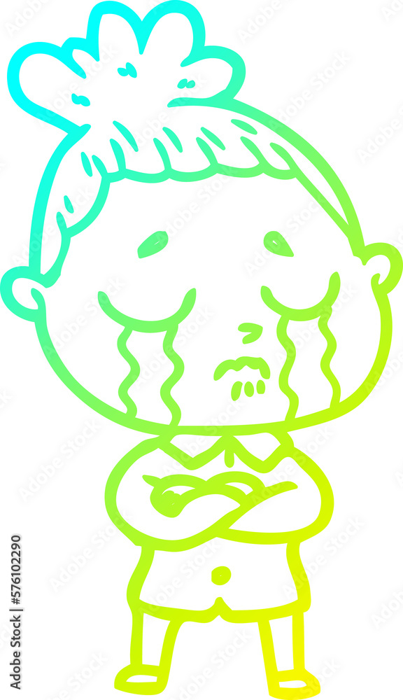 cold gradient line drawing cartoon crying woman cold gradient line drawing cartoon crying woman