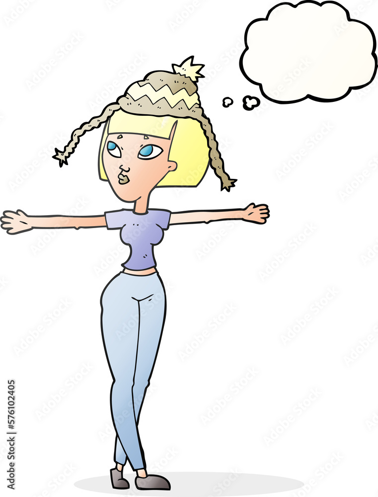 thought bubble cartoon woman wearing hat thought bubble cartoon woman wearing hat