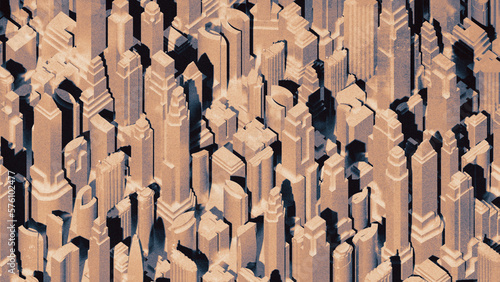 Photos Classic city skyscrapers in isometric view in sepia tones with grainy vintage te