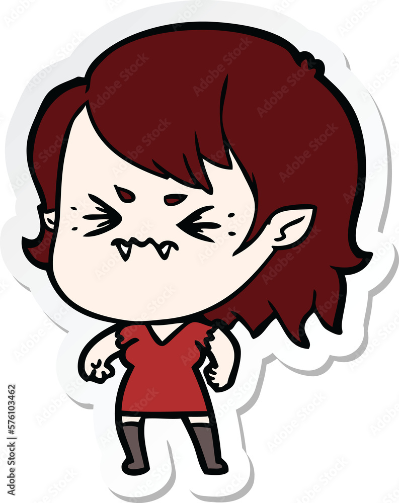 sticker of a annoyed cartoon vampire girl sticker of a annoyed cartoon vampire girl