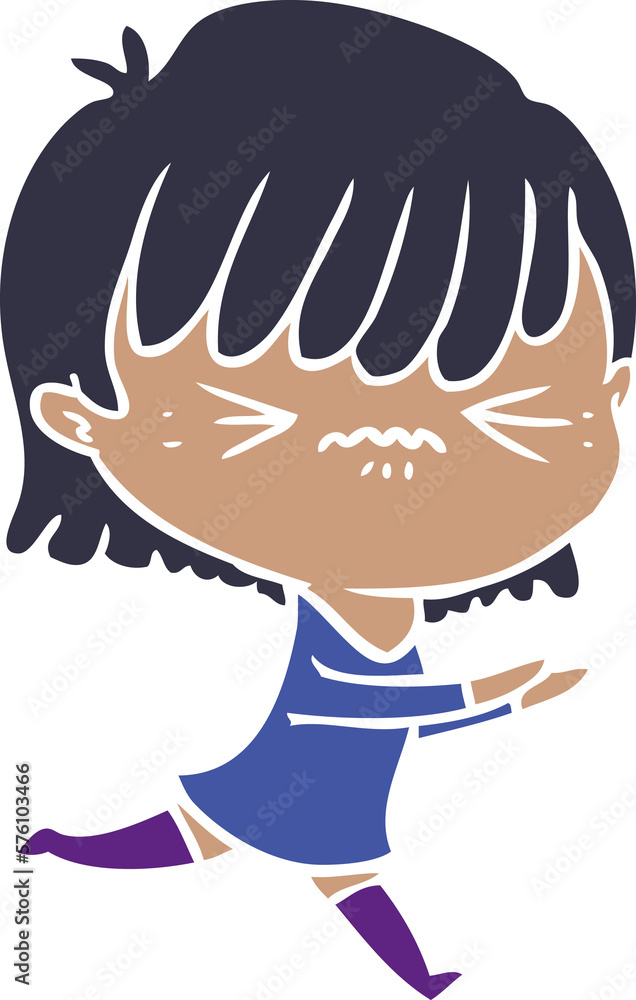 annoyed flat color style cartoon girl annoyed flat color style cartoon girl