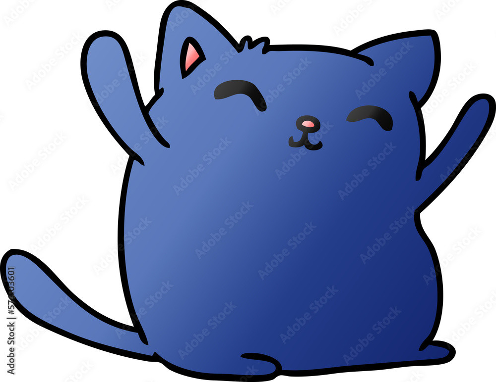 gradient cartoon of cute kawaii cat gradient cartoon of cute kawaii cat