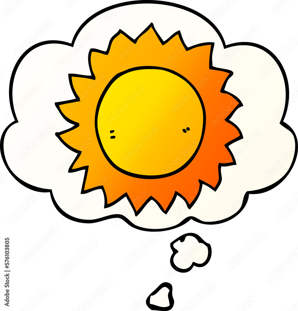 cartoon sun and thought bubble in smooth gradient style cartoon sun and thought bubble in smooth gradient style