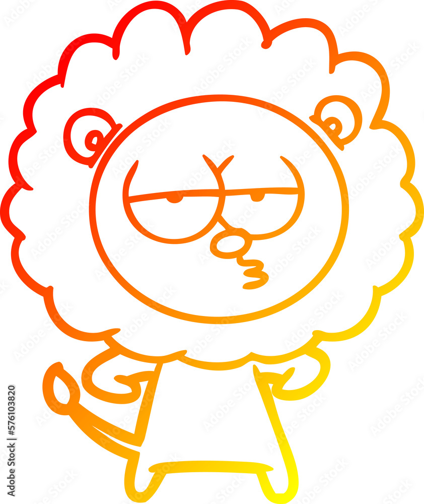 warm gradient line drawing cartoon bored lion warm gradient line drawing cartoon bored lion