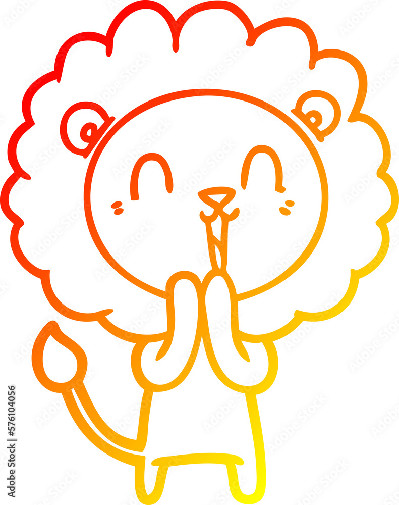 warm gradient line drawing laughing lion cartoon warm gradient line drawing laughing lion cartoon