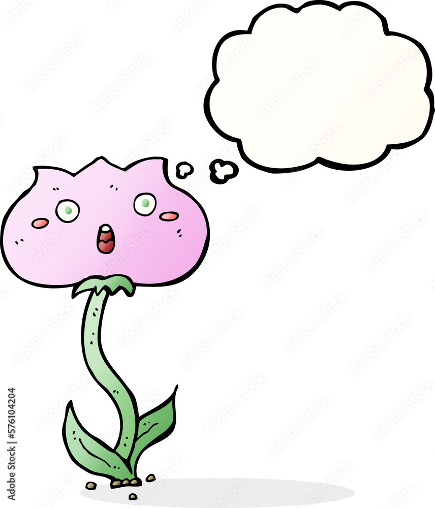 cartoon shocked flower with thought bubble cartoon shocked flower with thought bubble