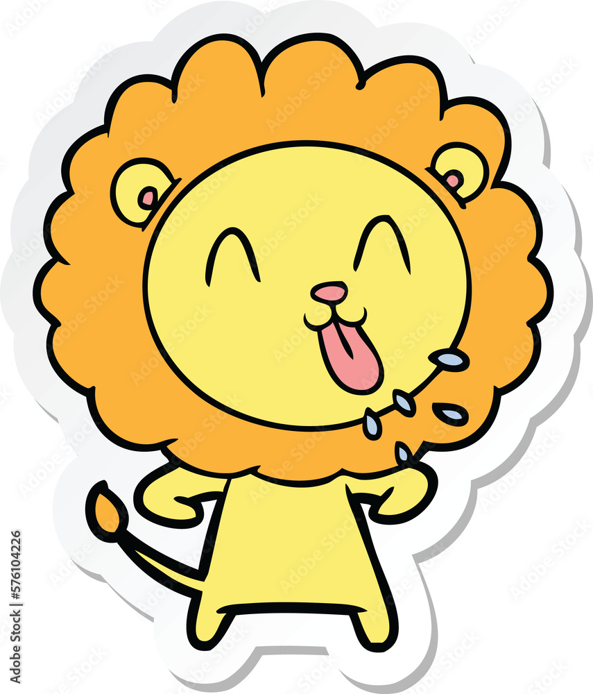 sticker of a happy cartoon lion sticker of a happy cartoon lion