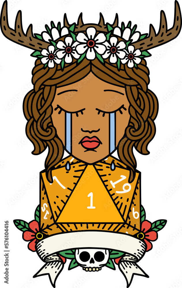 crying human druid with natural one roll illustration crying human druid with natural one roll illustration