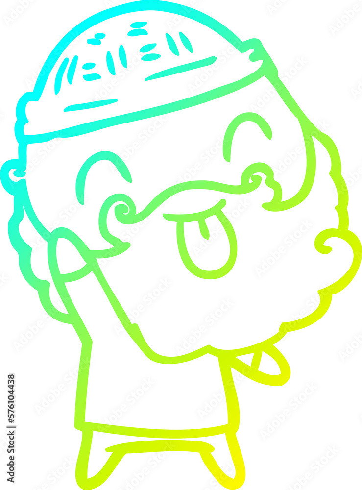 cold gradient line drawing man with beard sticking out tongue cold gradient line drawing man with beard sticking out tongue