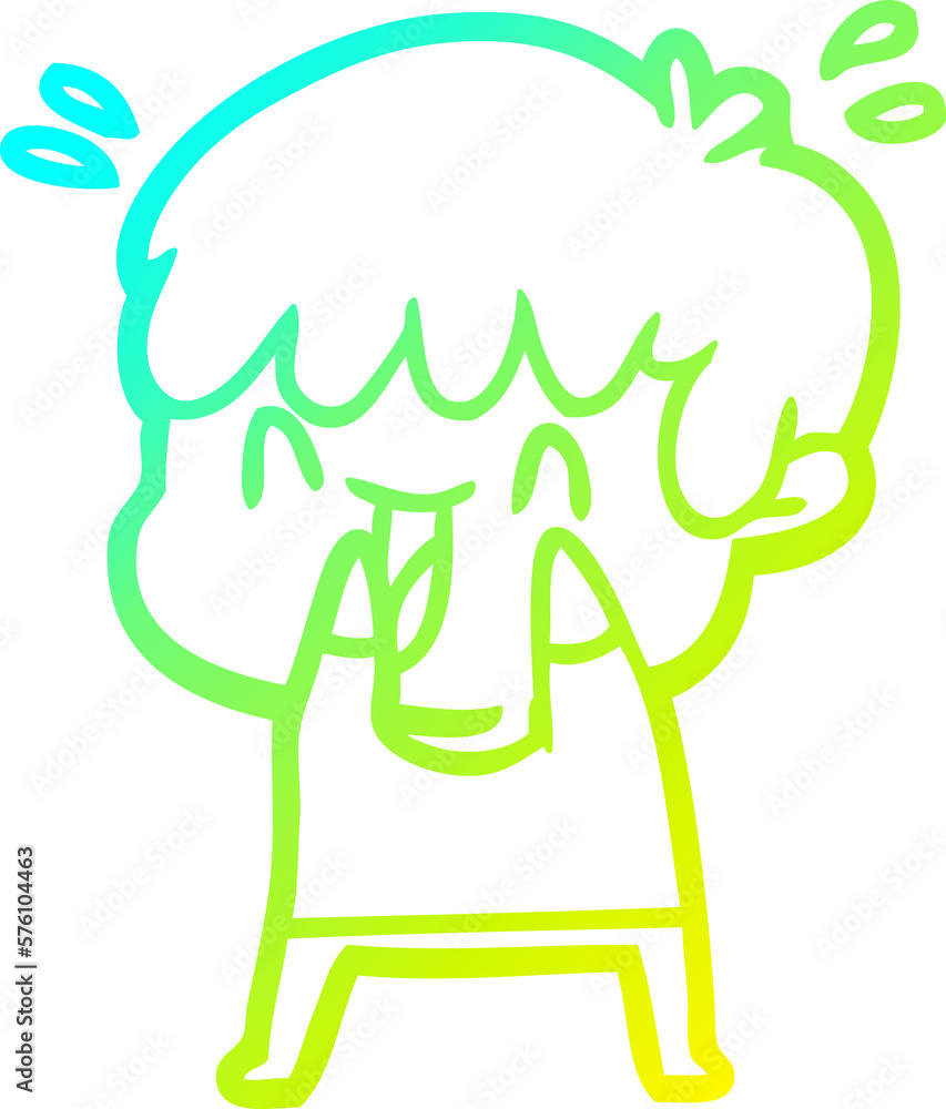 cold gradient line drawing cartoon laughing boy cold gradient line drawing cartoon laughing boy