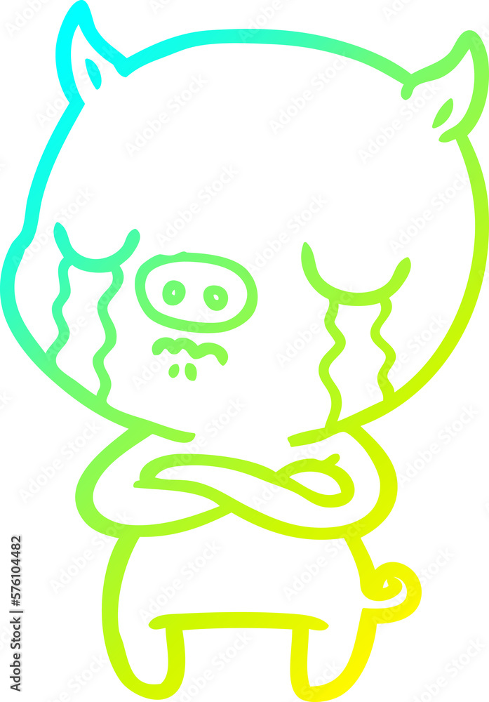 cold gradient line drawing cartoon pig crying cold gradient line drawing cartoon pig crying