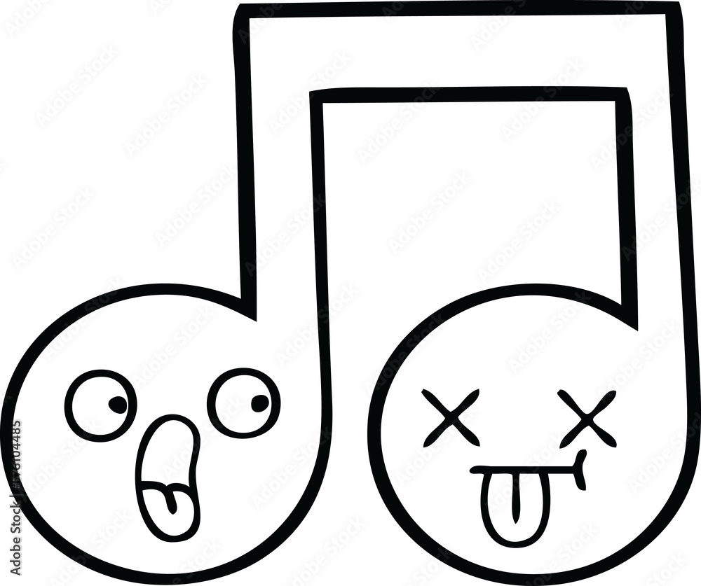 line drawing cartoon musical note line drawing cartoon musical note