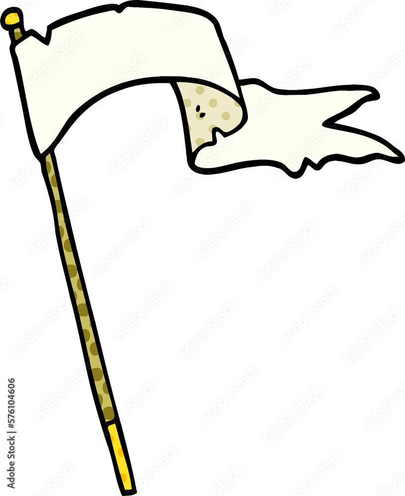 Obraz premium cartoon doodle waving white banner flag