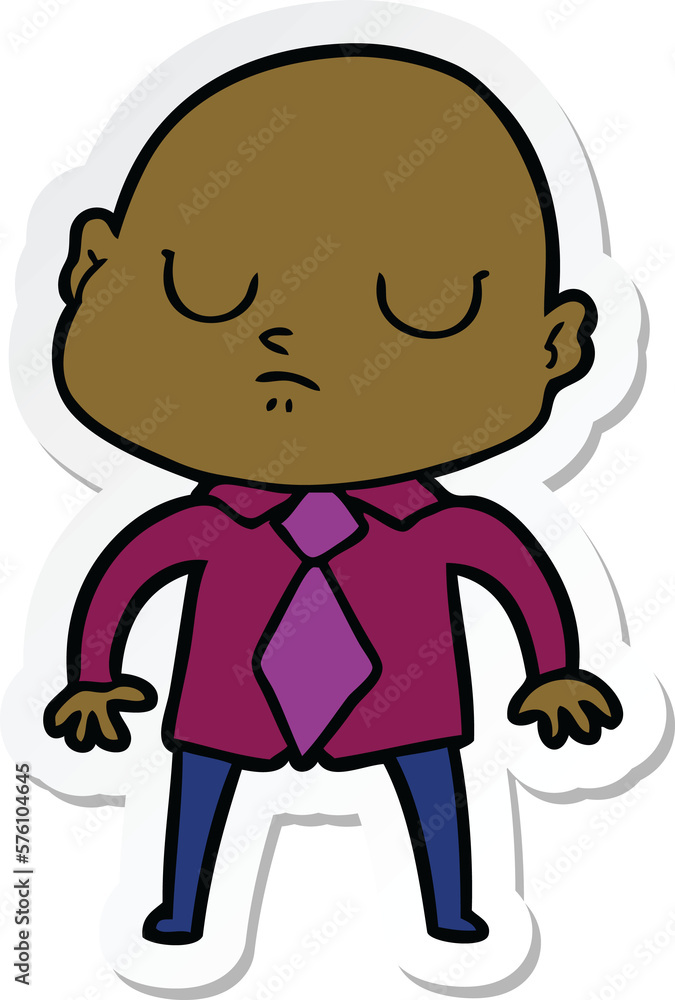 sticker of a cartoon bald man sticker of a cartoon bald man