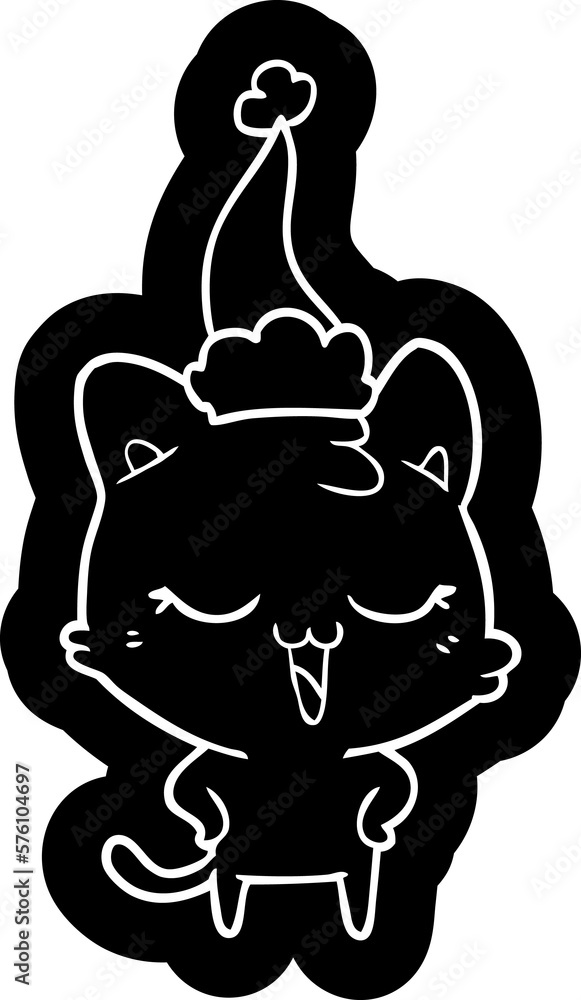 happy cartoon icon of a cat wearing santa hat happy cartoon icon of a cat wearing santa hat