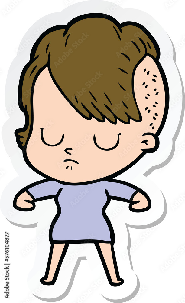 sticker of a cartoon woman sticker of a cartoon woman