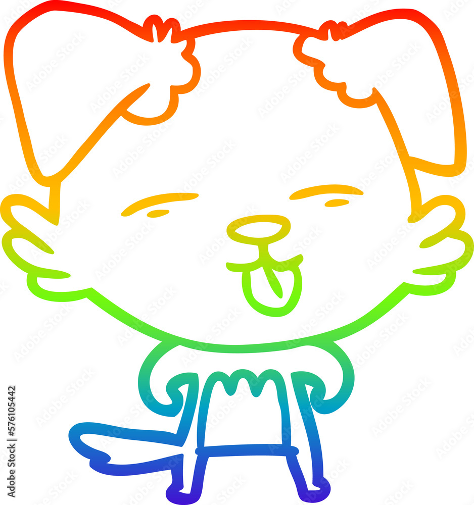 rainbow gradient line drawing cartoon dog sticking out tongue rainbow gradient line drawing cartoon dog sticking out tongue