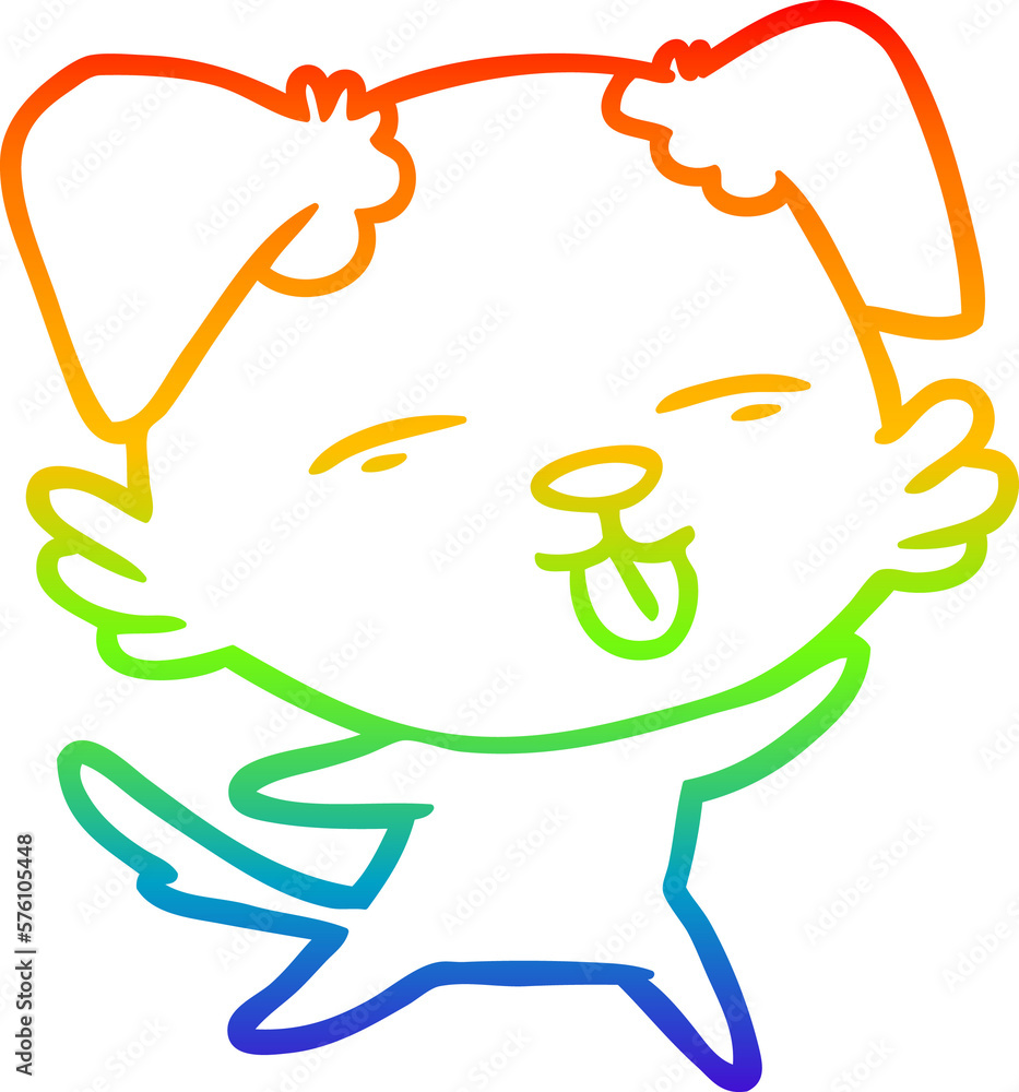 rainbow gradient line drawing cartoon dog sticking out tongue rainbow gradient line drawing cartoon dog sticking out tongue