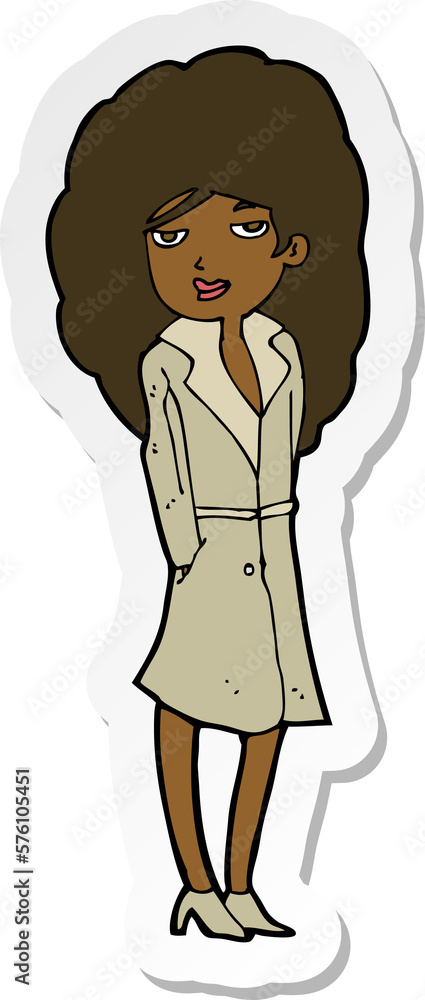 sticker of a cartoon female spy sticker of a cartoon female spy