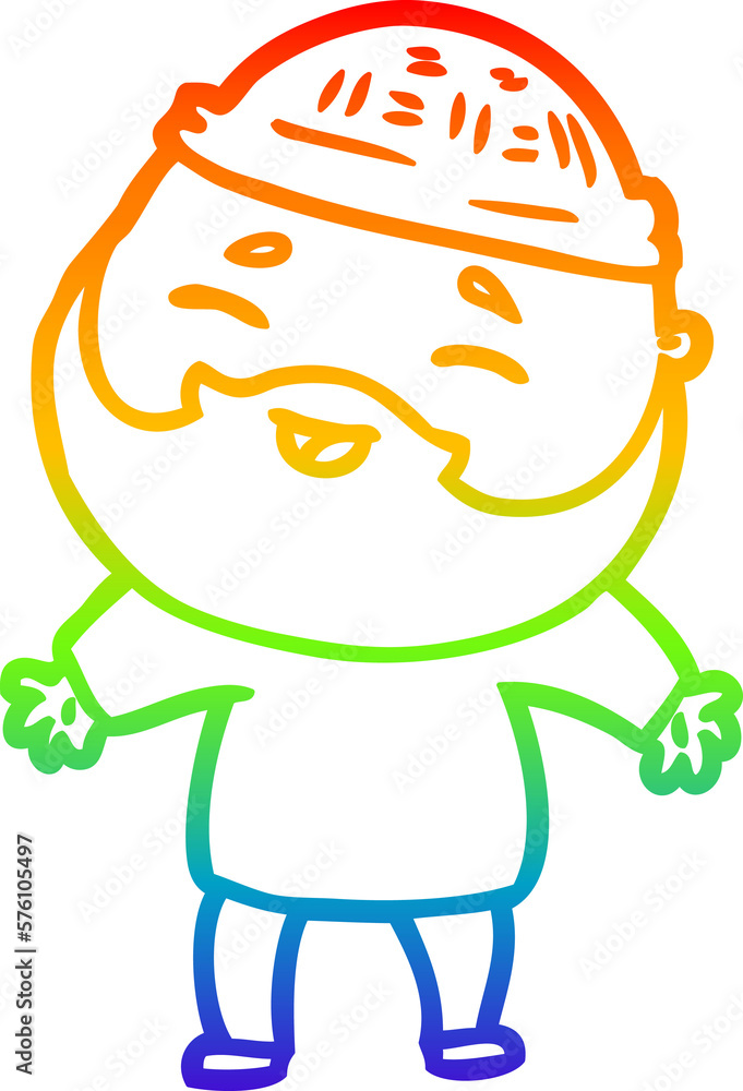 rainbow gradient line drawing cartoon happy bearded man rainbow gradient line drawing cartoon happy bearded man