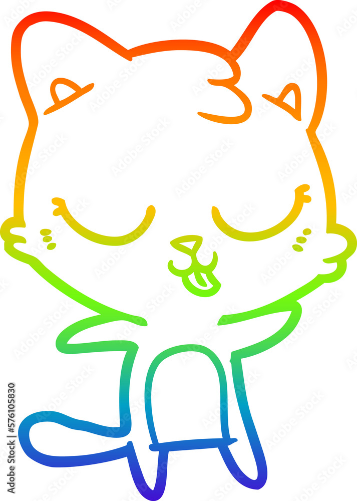 rainbow gradient line drawing cute cartoon cat rainbow gradient line drawing cute cartoon cat