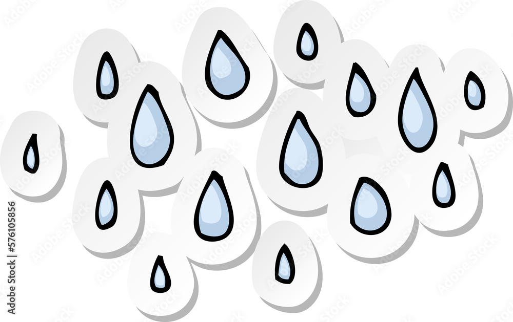 sticker of a cartoon raindrops sticker of a cartoon raindrops