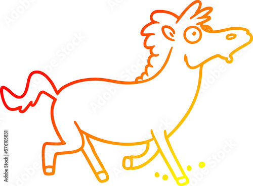 warm gradient line drawing cartoon running horse © lineartestpilot