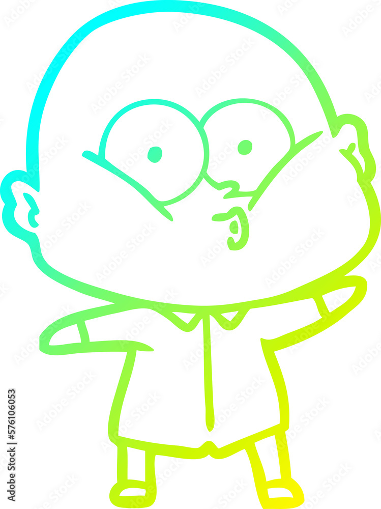 cold gradient line drawing cartoon bald man staring cold gradient line drawing cartoon bald man staring