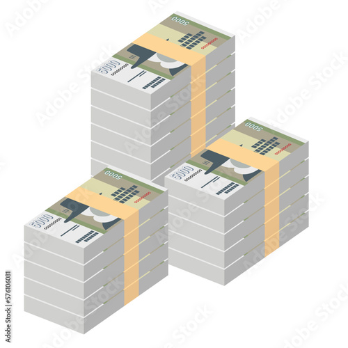 Iceland Krona Vector Illustration. Icelandic money set bundle banknotes. Paper money 5000 ISK. Flat style. Isolated on white background. Simple minimal design.