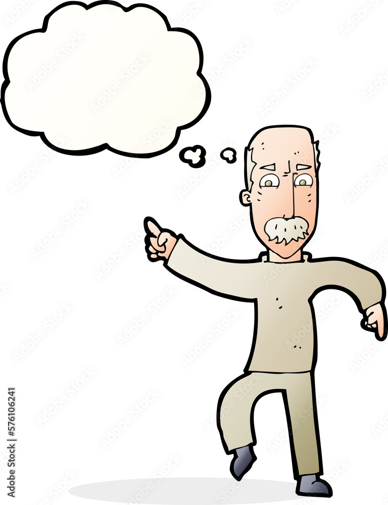 cartoon angry old man with thought bubble