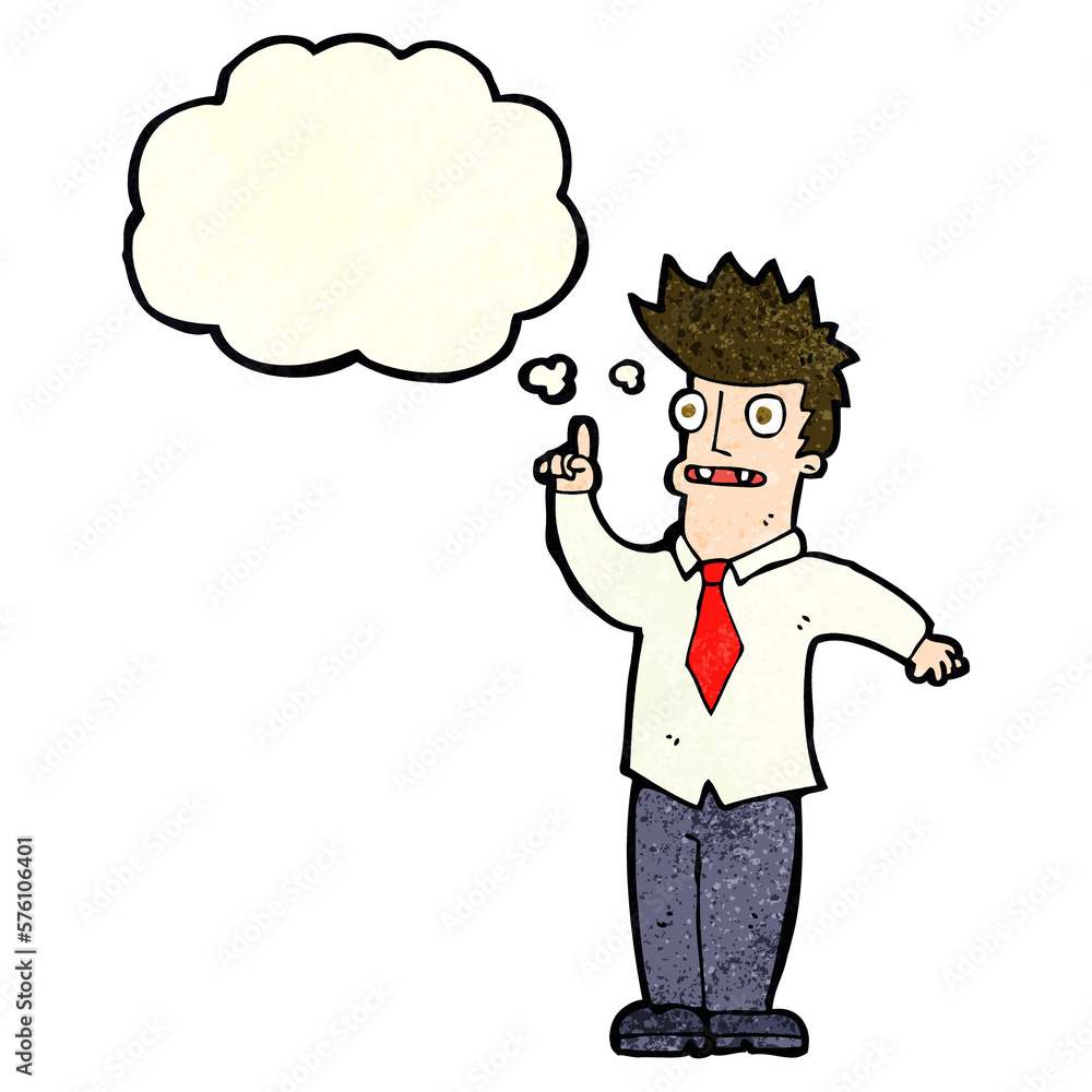 cartoon man with idea with thought bubble cartoon man with idea with thought bubble