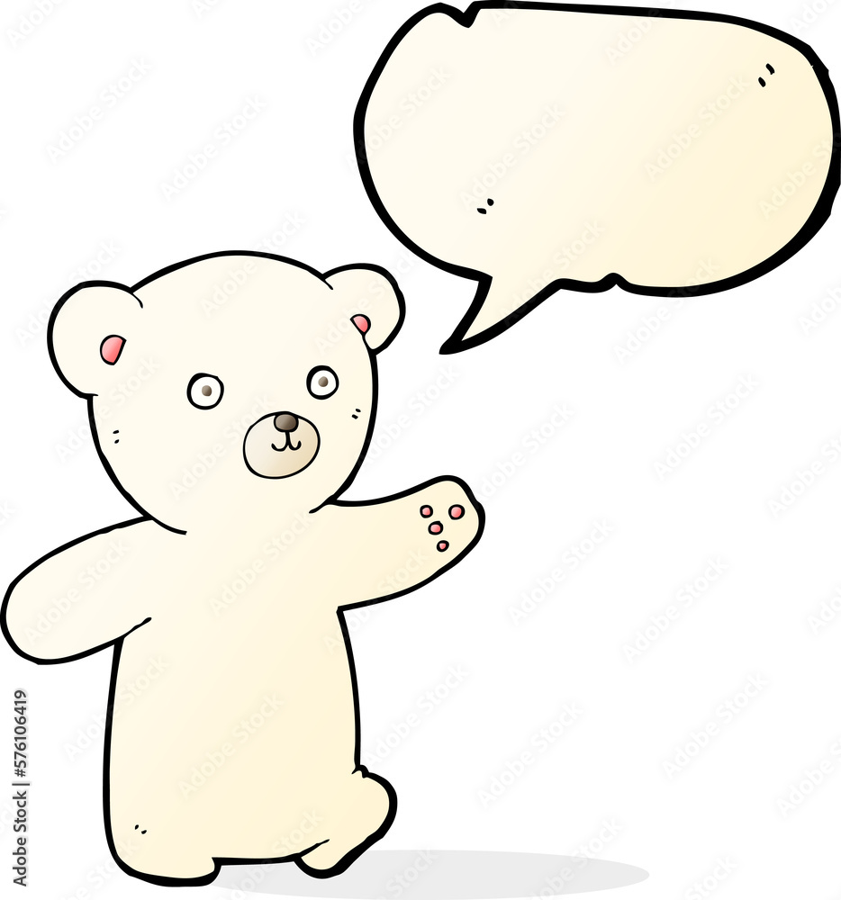 cartoon polar bear cub with speech bubble cartoon polar bear cub with speech bubble