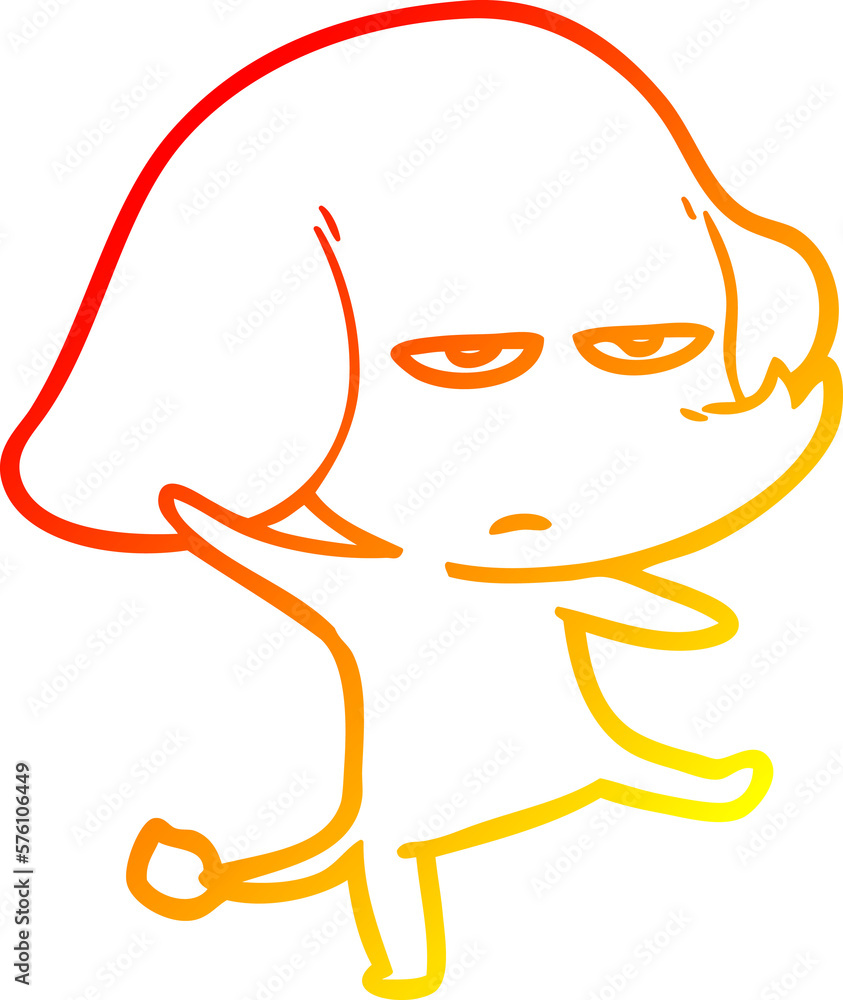 Obraz premium warm gradient line drawing annoyed cartoon elephant