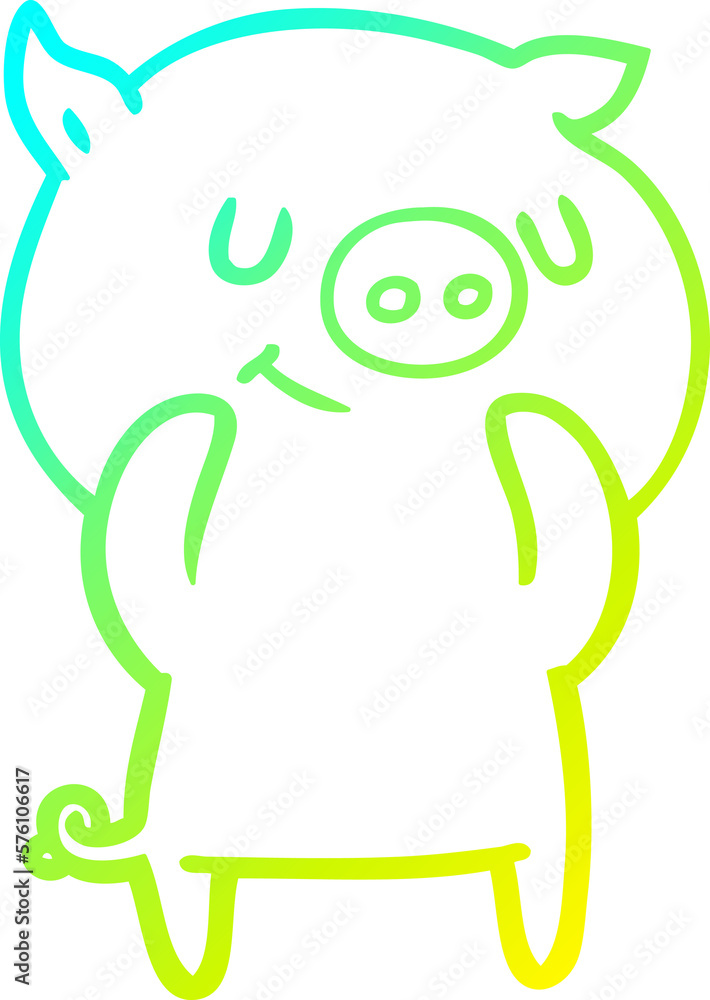 cold gradient line drawing happy cartoon pig cold gradient line drawing happy cartoon pig