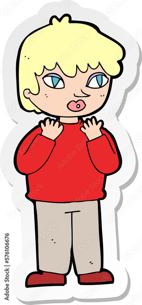 sticker of a cartoon worried person sticker of a cartoon worried person