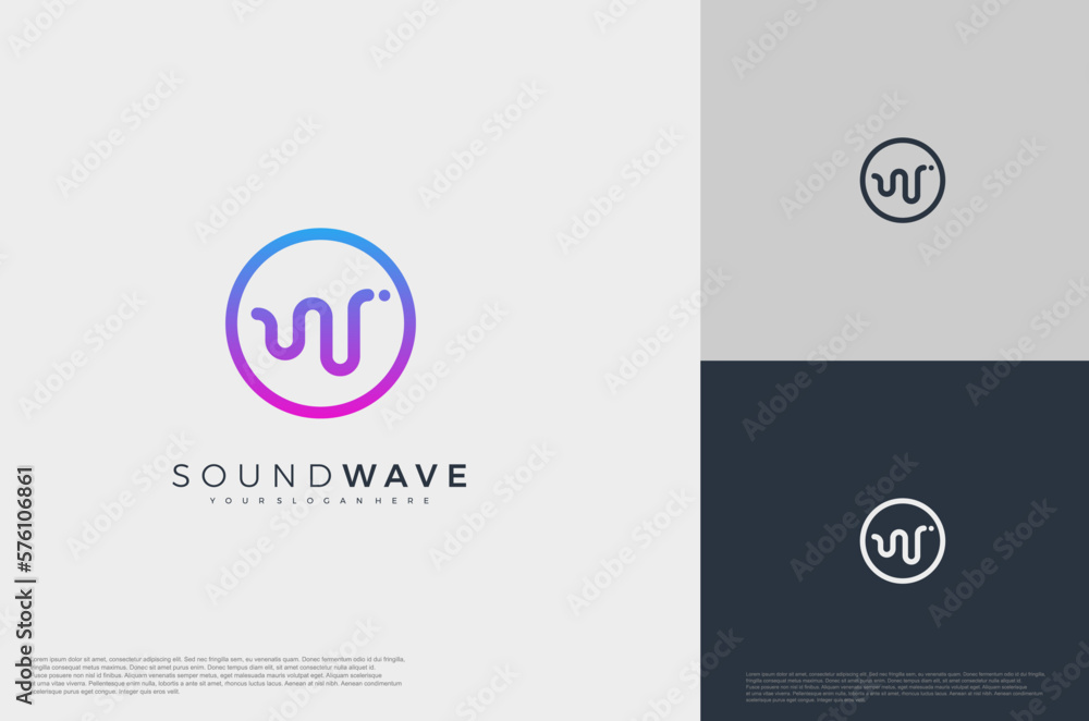 Fototapeta premium Audio icon illustration concept logo template flat style. Voice equalizer idea. Modern creative vector